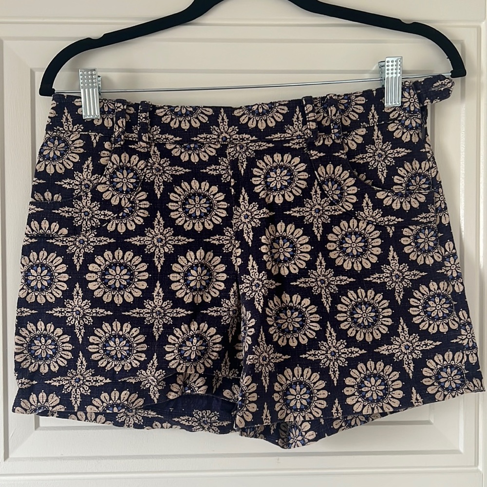 Cotton patterned shorts from Anthropologie with rosette pattern.